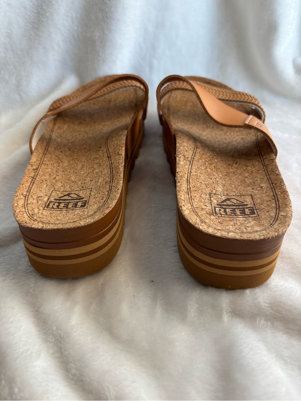 REEF Cushion Vista HI Platform Sandals Natural Braid Size 10 - Picture 4 of 12